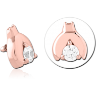 ROSE GOLD PVD COATED SURGICAL STEEL JEWELLED MICRO ATTACHMENT FOR 1.2MM INTERNALLY THREADED PINS PIERCING