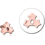 ROSE GOLD PVD COATED SURGICAL STEEL MICRO ATTACHMENT FOR 1.2MM INTERNALLY THREADED PINS -TRIPLE STAR PIERCING