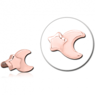 ROSE GOLD PVD COATED SURGICAL STEEL MICRO ATTACHMENT FOR 1.2MM INTERNALLY THREADED PINS - CRESCENT AND STAR PIERCING