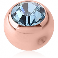 ROSE GOLD PVD COATED SURGICAL STEEL SWAROVSKI CRYSTAL JEWELLED BALL FOR BALL CLOSURE RING PIERCING