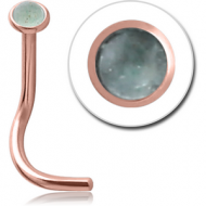 ROSE GOLD PVD COATED SURGICAL STEEL SEMI PRECIOUS CABOCHON CURVED NOSE STUD PIERCING