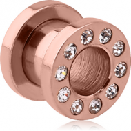 ROSE GOLD PVD COATED STAINLESS STEEL JEWELLED FLESH TUNNEL PIERCING