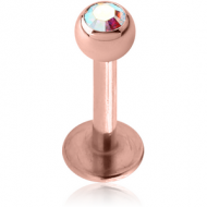 ROSE GOLD PVD COATED SURGICAL STEEL JEWELLED LABRET