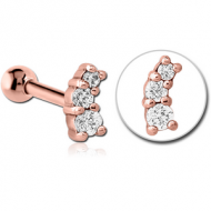 ROSE GOLD PVD COATED SURGICAL STEEL JEWELLED TRAGUS MICRO BARBELL