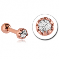 ROSE GOLD PVD COATED SURGICAL STEEL JEWELLED TRAGUS MICRO BARBELL
