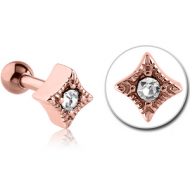 ROSE GOLD PVD COATED SURGICAL STEEL JEWELLED TRAGUS MICRO BARBELL - DIAMOND