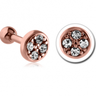 ROSE GOLD PVD COATED SURGICAL STEEL JEWELLED TRAGUS MICRO BARBELL - DISK