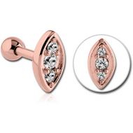 ROSE GOLD PVD COATED SURGICAL STEEL JEWELLED TRAGUS MICRO BARBELL