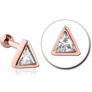 ROSE GOLD PVD COATED SURGICAL STEEL JEWELLED TRAGUS MICRO BARBELL - TRIANGLE PIERCING