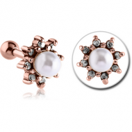 ROSE GOLD PVD COATED SURGICAL STEEL JEWELLED TRAGUS MICRO BARBELL - SUN