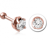 ROSE GOLD PVD COATED SURGICAL STEEL JEWELLED TRAGUS MICRO BARBELL - CIRCULE PIERCING
