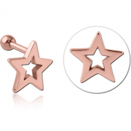 ROSE GOLD PVD COATED SURGICAL STEEL TRAGUS MICRO BARBELL - STAR