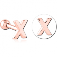 ROSE GOLD PVD COATED SURGICAL STEEL TRAGUS MICRO BARBELL - X