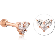 ROSE GOLD PVD COATED SURGICAL STEEL JEWELLED TRAGUS MICRO BARBELL PIERCING