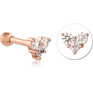 ROSE GOLD PVD COATED SURGICAL STEEL JEWELLED TRAGUS MICRO BARBELL