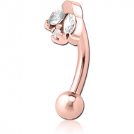ROSE GOLD PVD COATED SURGICAL STEEL JEWELLED FANCY CURVED MICRO BARBELL