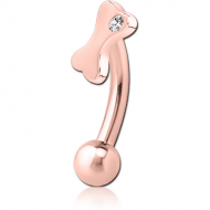 ROSE GOLD PVD COATED SURGICAL STEEL JEWELLED FANCY CURVED MICRO BARBELL - BONE PIERCING