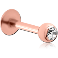 ROSE GOLD PVD COATED SURGICAL STEEL OPTIMA CRYSTAL JEWELLED MICRO LABRET PIERCING