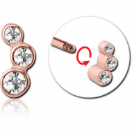 ROSE GOLD PVD COATED SURGICAL STEEL MICRO THREADED JEWELLED ATTACHMENT PIERCING
