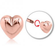ROSE GOLD PVD COATED SURGICAL STEEL MICRO THREADED HEART ATTACHMENT PIERCING