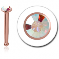 ROSE GOLD PVD COATED SURGICAL STEEL SWAROVSKI CRYSTAL JEWELLED NOSE BONE WITH STONE BONDING