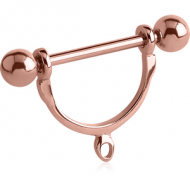ROSE GOLD PVD COATED SURGICAL STEEL NIPPLE STIRRUP WITH HOOP