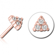 ROSE GOLD PVD COATED SURGICAL STEEL JEWELLED THREADLESS ATTACHMENT - TRIANGLE PIERCING