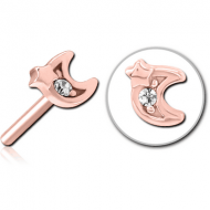 ROSE GOLD PVD COATED SURGICAL STEEL JEWELLED THREADLESS ATTACHMENT - CRESCENT AND STAR PIERCING