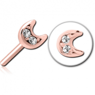 ROSE GOLD PVD COATED SURGICAL STEEL JEWELLED THREADLESS ATTACHMENT - CRESCENT PRONGS PIERCING