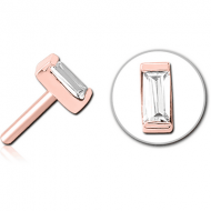 ROSE GOLD PVD COATED SURGICAL STEEL JEWELLED THREADLESS ATTACHMENT - SQUARE PIERCING