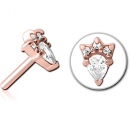 ROSE GOLD PVD COATED SURGICAL STEEL JEWELLED THREADLESS ATTACHMENT - JESTER HAT PIERCING