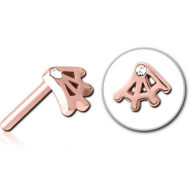 ROSE GOLD PVD COATED SURGICAL STEEL JEWELLED THREADLESS ATTACHMENT - WEB PIERCING