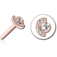 ROSE GOLD PVD COATED SURGICAL STEEL JEWELLED THREADLESS ATTACHMENT - MOON AND STARS PIERCING