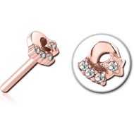 ROSE GOLD PVD COATED SURGICAL STEEL JEWELLED THREADLESS ATTACHMENT - PLAIN MOON AND STARS PIERCING