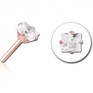 ROSE GOLD PVD COATED SURGICAL STEEL JEWELLED THREADLESS ATTACHMENT - SQUARE PIERCING