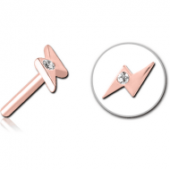ROSE GOLD PVD COATED SURGICAL STEEL JEWELLED THREADLESS ATTACHMENT - THUNDER PIERCING