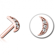 ROSE GOLD PVD COATED SURGICAL STEEL JEWELLED THREADLESS ATTACHMENT - CRESCENT 3 GEMS PIERCING