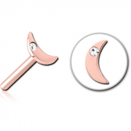 ROSE GOLD PVD COATED SURGICAL STEEL JEWELLED THREADLESS ATTACHMENT - CRESCENT SINGLE GEM PIERCING