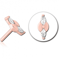 ROSE GOLD PVD COATED SURGICAL STEEL JEWELLED THREADLESS ATTACHMENT - BOW TIE PIERCING