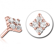 ROSE GOLD PVD COATED SURGICAL STEEL JEWELLED THREADLESS ATTACHMENT PIERCING