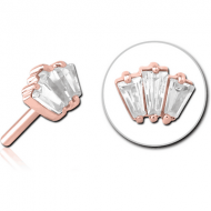 ROSE GOLD PVD COATED SURGICAL STEEL JEWELLED THREADLESS ATTACHMENT PIERCING