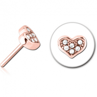 ROSE GOLD PVD COATED SURGICAL STEEL JEWELLED THREADLESS ATTACHMENT - HEART PIERCING