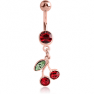 ROSE GOLD PVD COATED BRASS JEWELLED FASHION NAVEL BANANA PIERCING