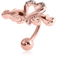 ROSE GOLD PVD COATED BRASS JEWELLED FASHION NAVEL BANANA PIERCING