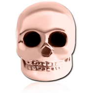 ROSE GOLD PVD COATED SURGICAL STEEL ATTACHMENT FOR BALL CLOSURE RING - SKULL PIERCING