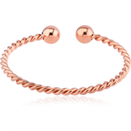 ROSE GOLD PVD COATED SURGICAL STEEL TWISTED WIRE BANGLE