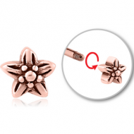 ROSE GOLD PVD COATED SURGICAL STEEL ATTACHMENT FOR 1.6 MM THREADED PIN - FLOWER PIERCING