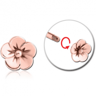 ROSE GOLD PVD COATED SURGICAL STEEL ATTACHMENT FOR 1.6 MM THREADED PINS - FLOWER PIERCING