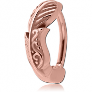 ROSE GOLD PVD COATED SURGICAL STEEL BELLY CLICKER - FANCY FEATHER