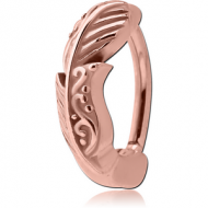 ROSE GOLD PVD COATED SURGICAL STEEL BELLY CLICKER - FANCY FEATHER PIERCING